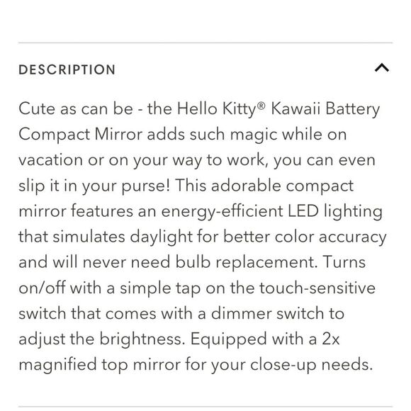 Impressions X Hello Kitty Kawaii Battery Compact Mirror w/Special Finish- Red - Picture 5 of 8